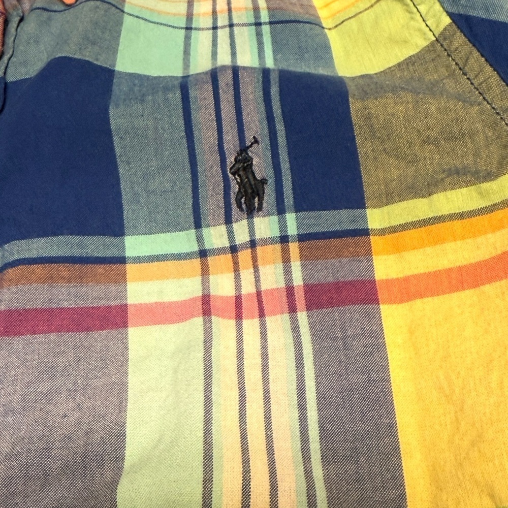 Ralph Lauren Blue and Yellow Plaid Shirt Boys sz7 Summer Vacation Wear - Picture 3 of 6